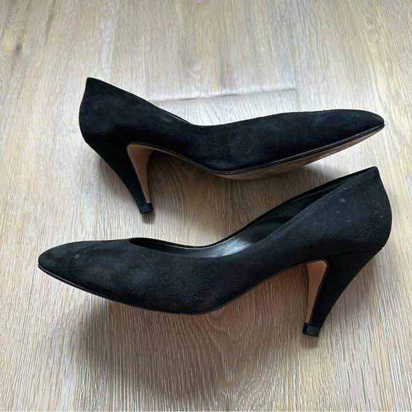 Vintage 80's Bocci Black Suede Pumps Shoes Made In Italy - Size 37.5 EU - Picture 3 of 16